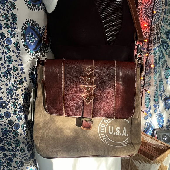 NWT Myra leather and canvas crossbody - Picture 1 of 6